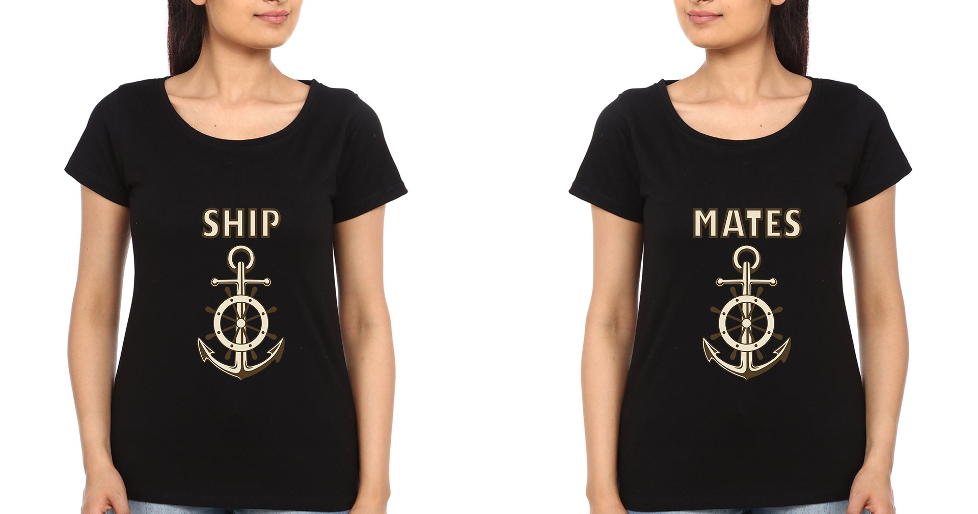 Ship Mates Anchor BFF Half Sleeves T-Shirts-FunkyTees