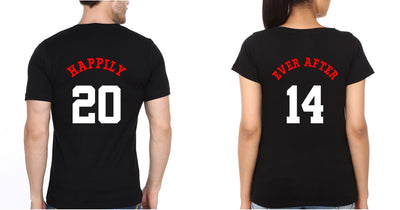 Happily Couple Half Sleeves T-Shirts -FunkyTees