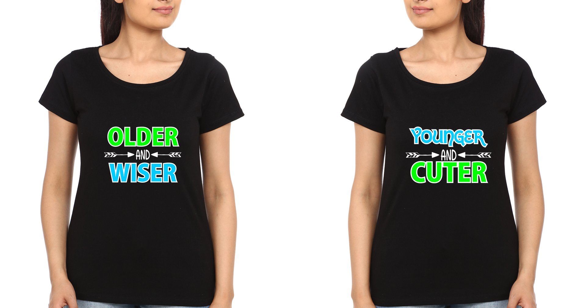 Older & Younger Sister Sister Half Sleeves T-Shirts -FunkyTees