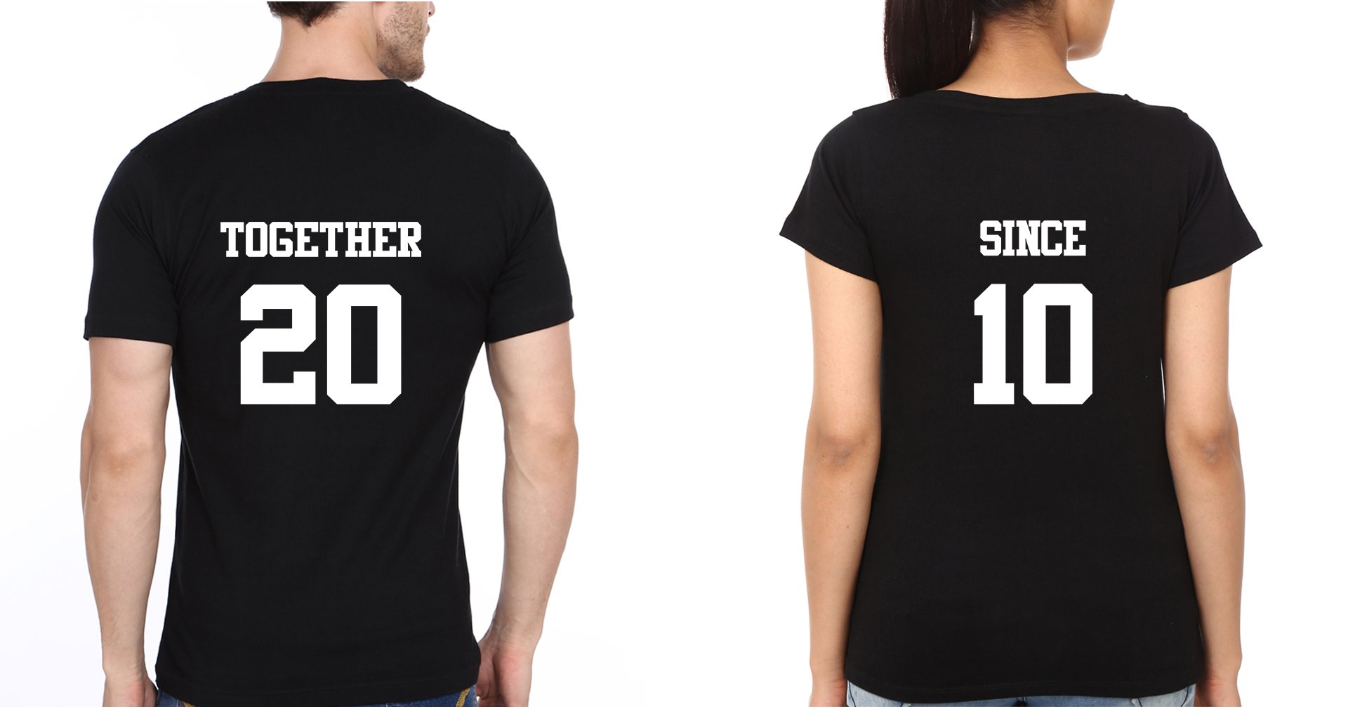 Together Since 10 Couple Half Sleeves T-Shirts -FunkyTees