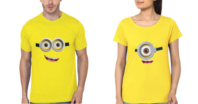 Minion Couple Half Sleeves T-Shirts -FunkyTees
