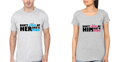 Don't look Couple Half Sleeves T-Shirts -FunkyTees
