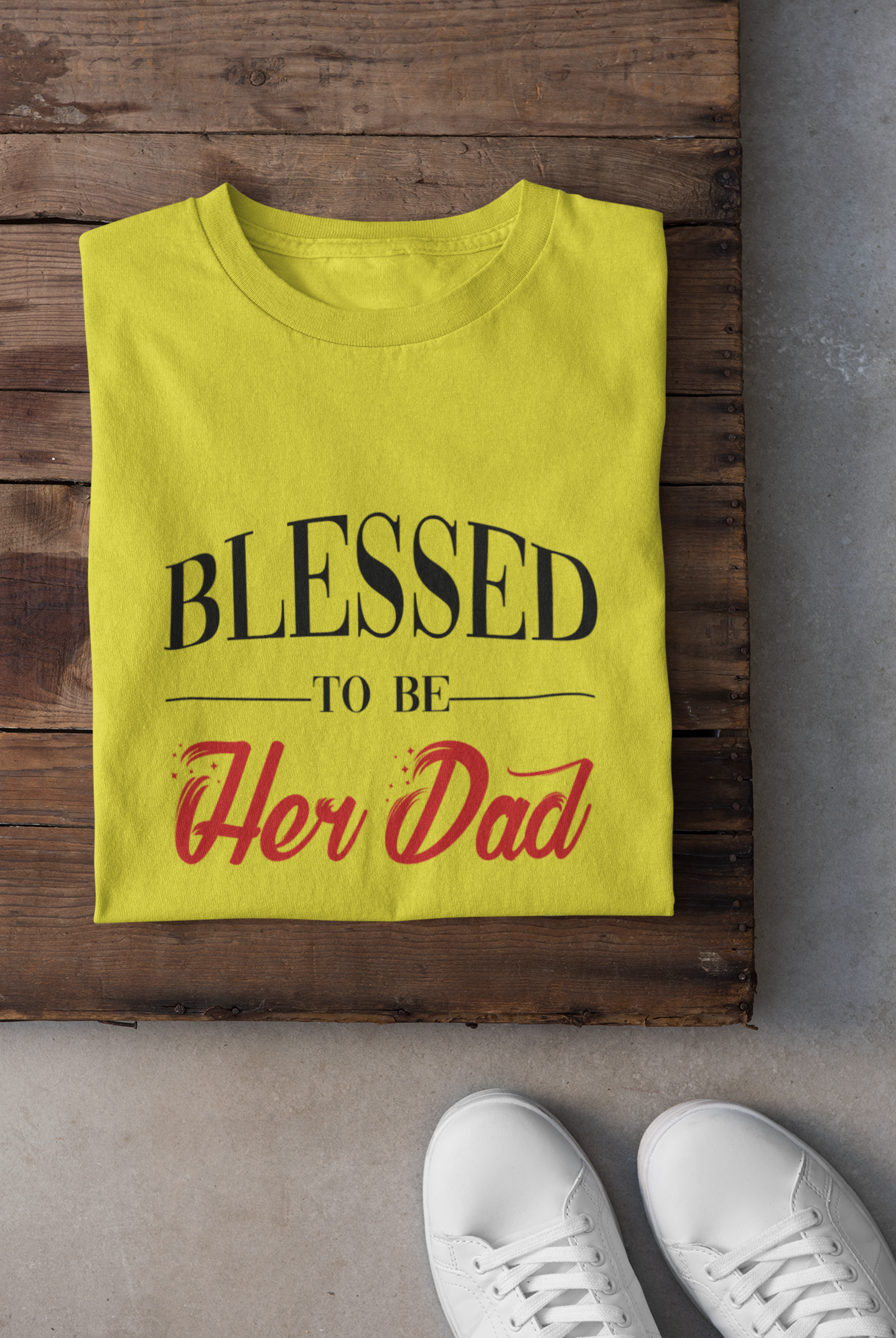 Blessed To Be Her Dad Father and Daughter Yellow Matching T-Shirt- FunkyTeesClub