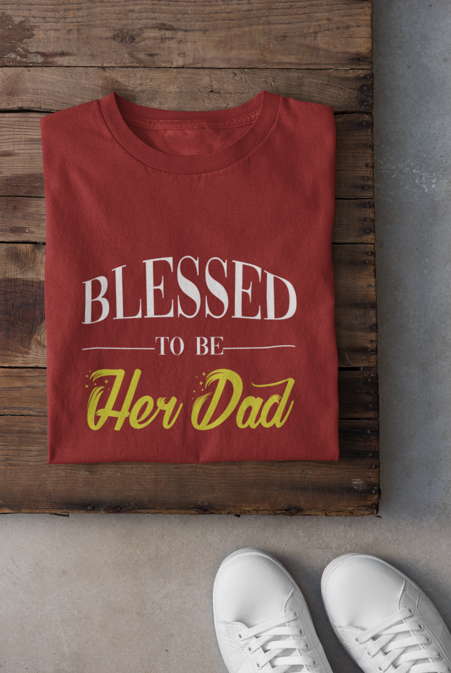 Blessed To Be Her Dad Father and Daughter Red Matching T-Shirt- FunkyTeesClub