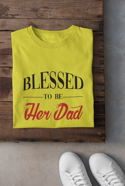 Blessed To Be Her Dad Father and Daughter Yellow Matching T-Shirt- FunkyTeesClub