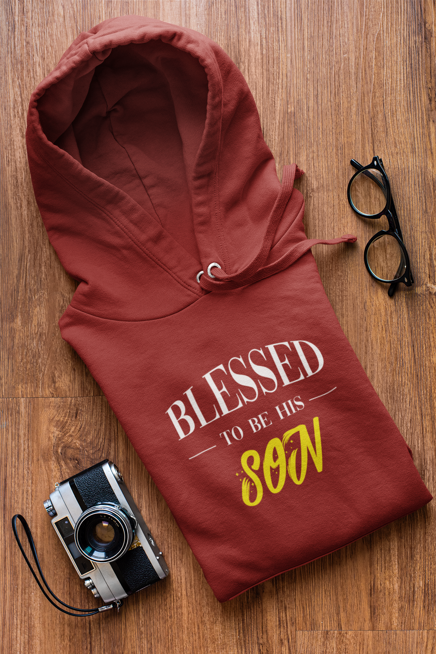 Blessed To Be His Son Father and Son Red Matching Hoodies- FunkyTeesClub