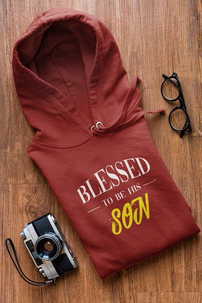 Blessed To Be His Son Father and Son Red Matching Hoodies- FunkyTeesClub