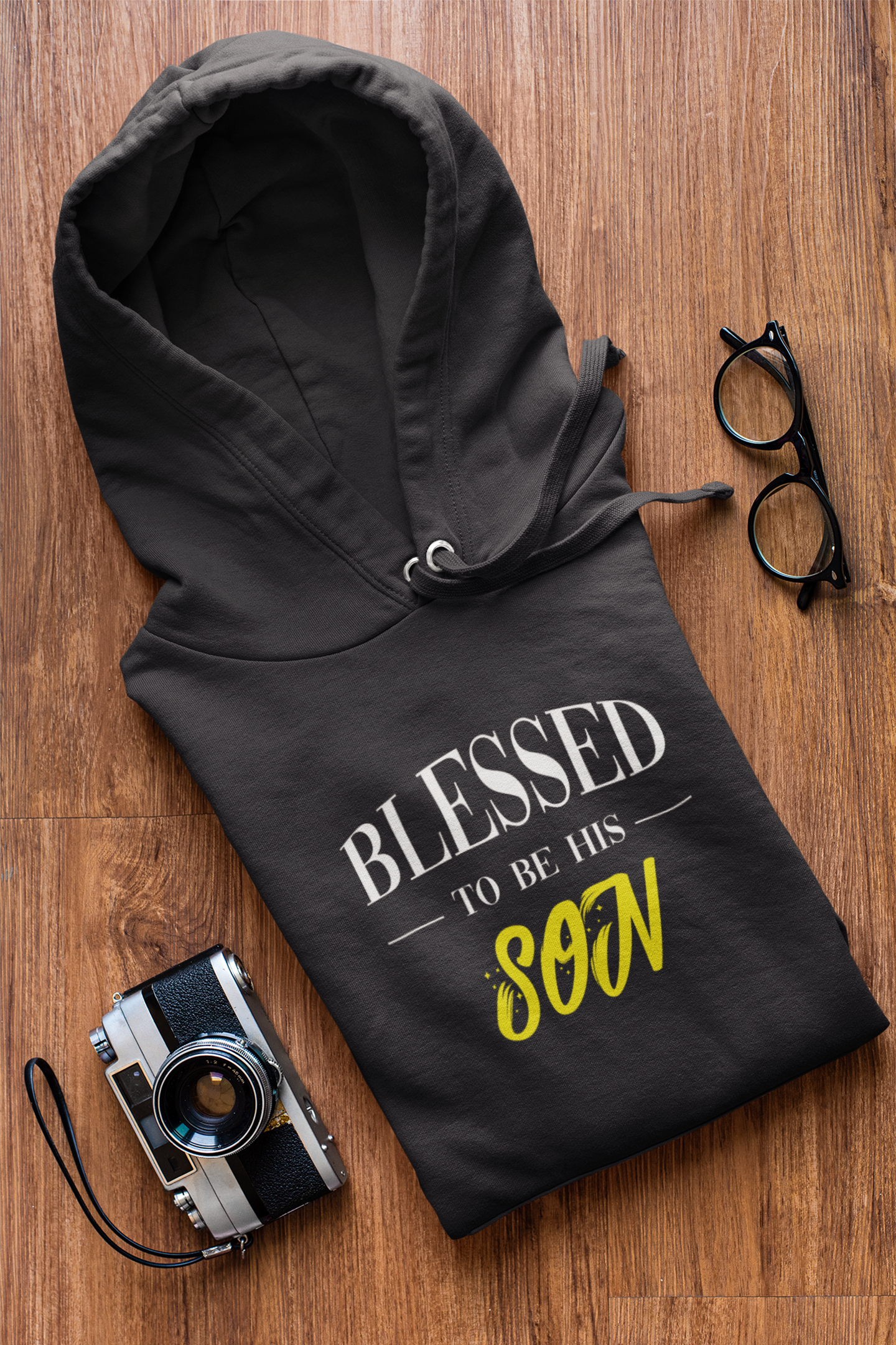 Blessed To Be His Son Father and Son Black Matching Hoodies- FunkyTeesClub
