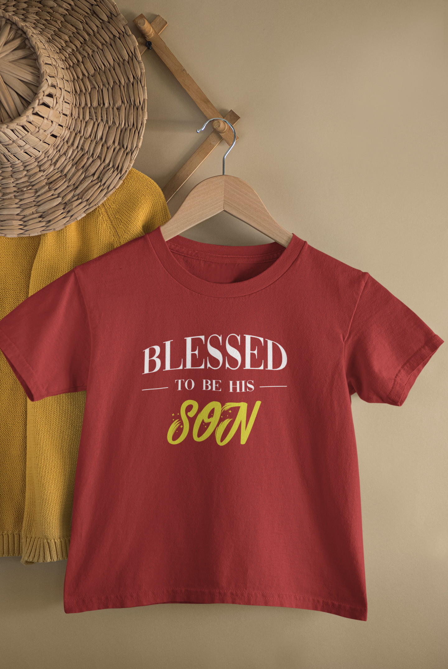 Blessed To Be His Son Father and Son Red Matching T-Shirt- FunkyTeesClub