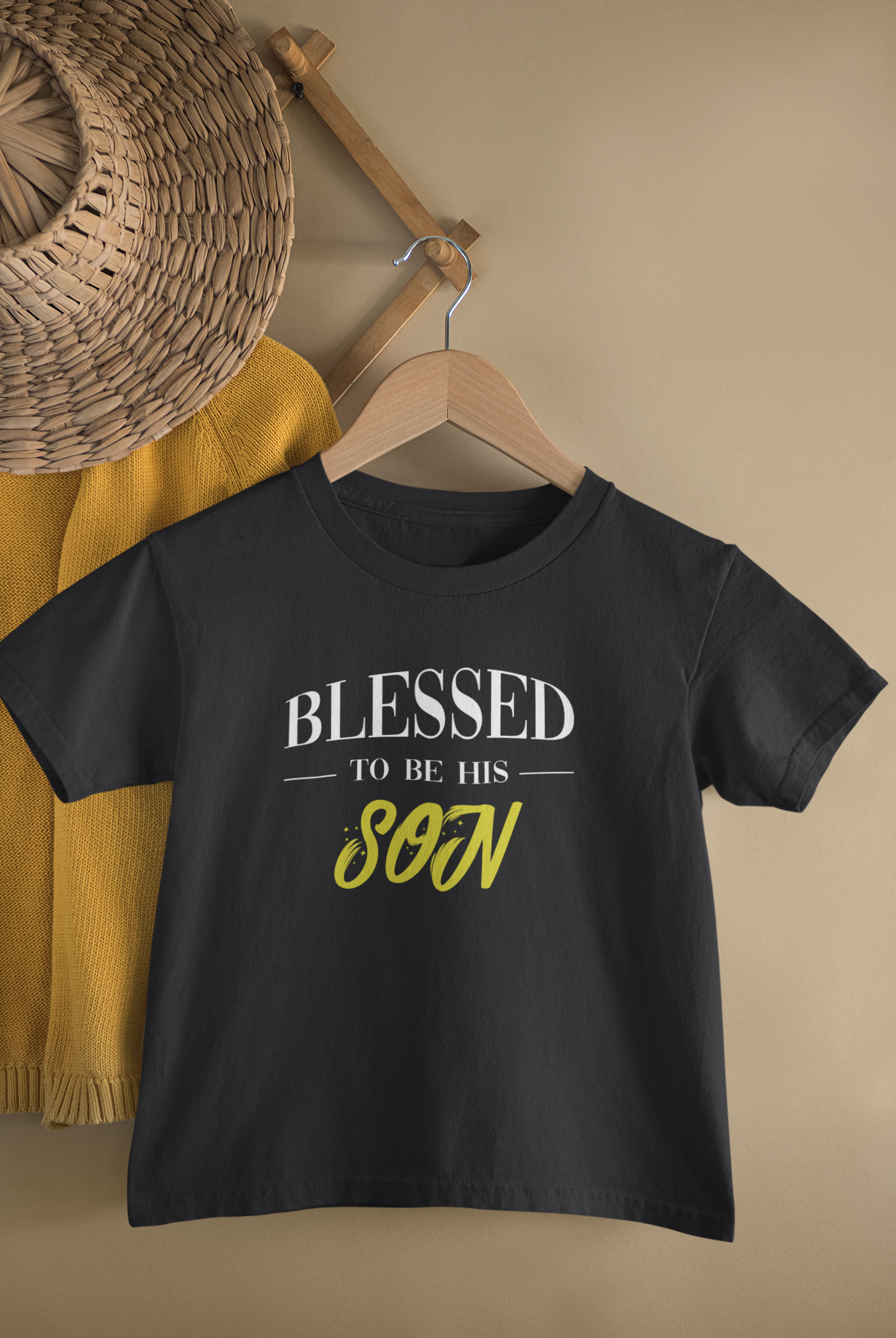 Blessed To Be His Son Father and Son Black Matching T-Shirt- FunkyTeesClub