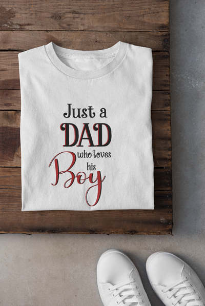 Just A Boy Who Love His Dad Father and Son White Matching T-Shirt- FunkyTeesClub