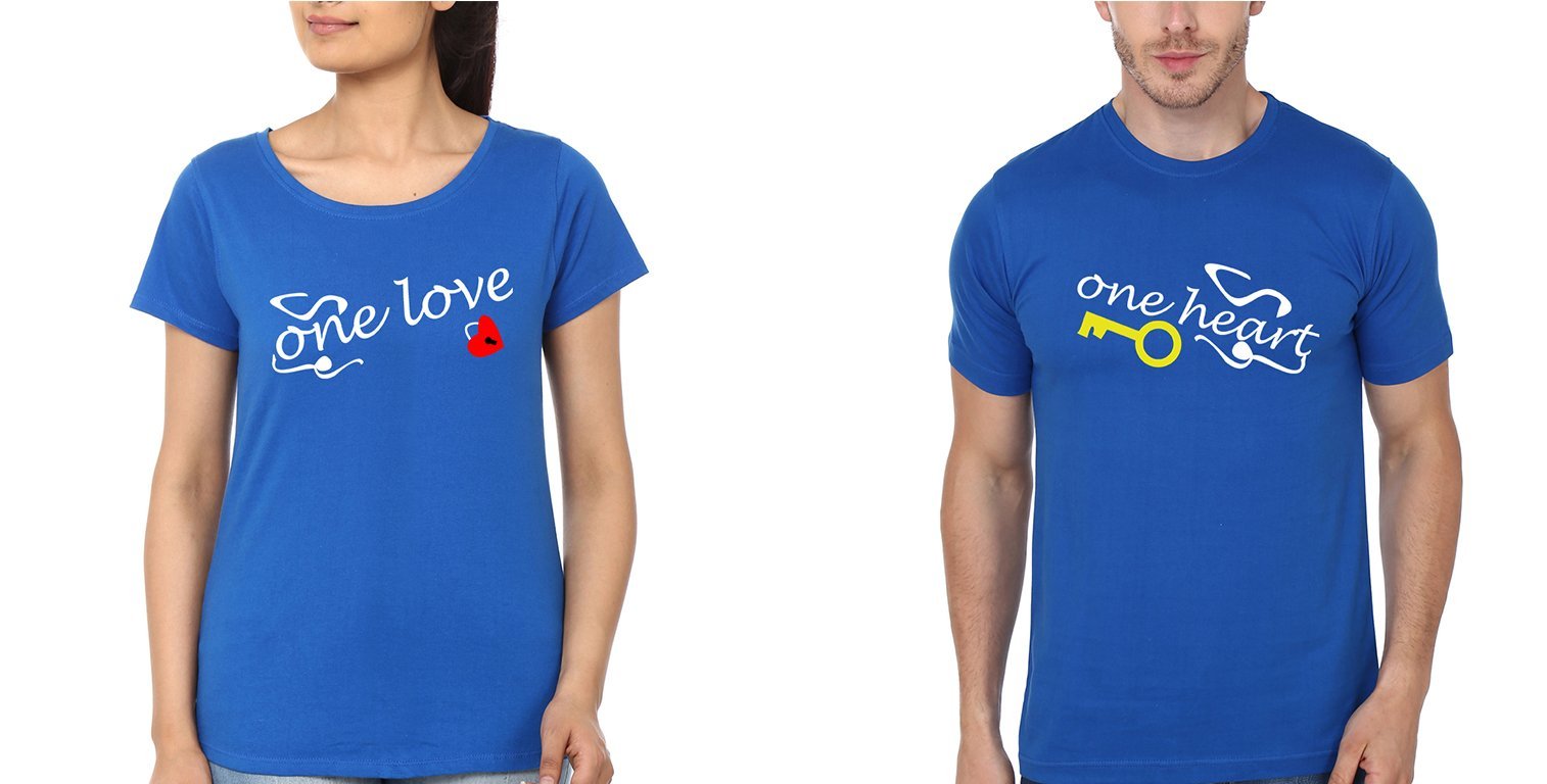 One Love Couple Half Sleeves T-Shirts -FunkyTees