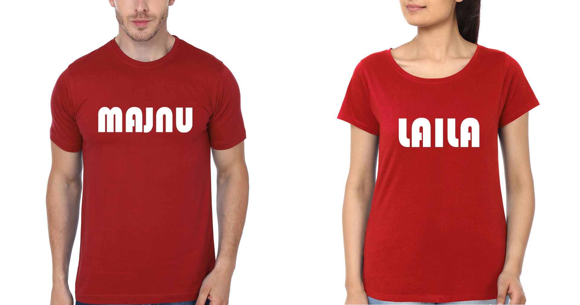 Laila Majnu Couple Half Sleeves T-Shirts -FunkyTees