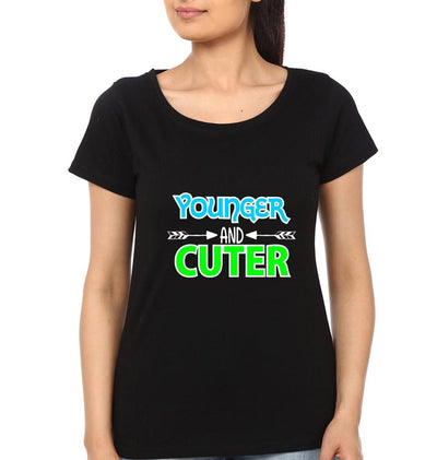 Older and Cuter Brother-Sister Half Sleeves T-Shirts -FunkyTees