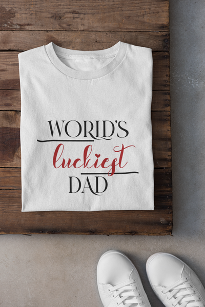 Luckiest Dad Father and Daughter White Matching T-Shirt- FunkyTeesClub