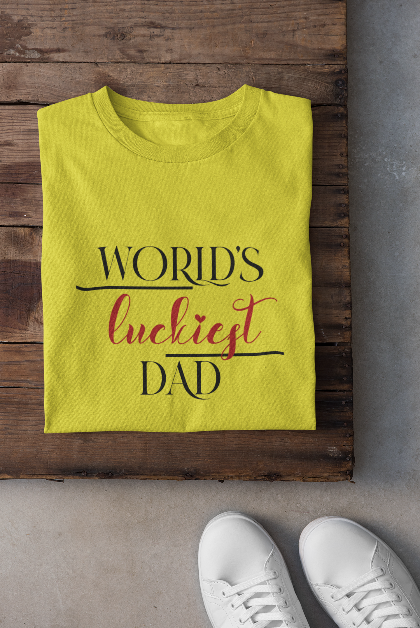 Luckiest Dad Father and Son Yellow Matching T-Shirt- FunkyTeesClub