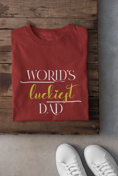 Luckiest Dad Father and Son Red Matching T-Shirt- FunkyTeesClub