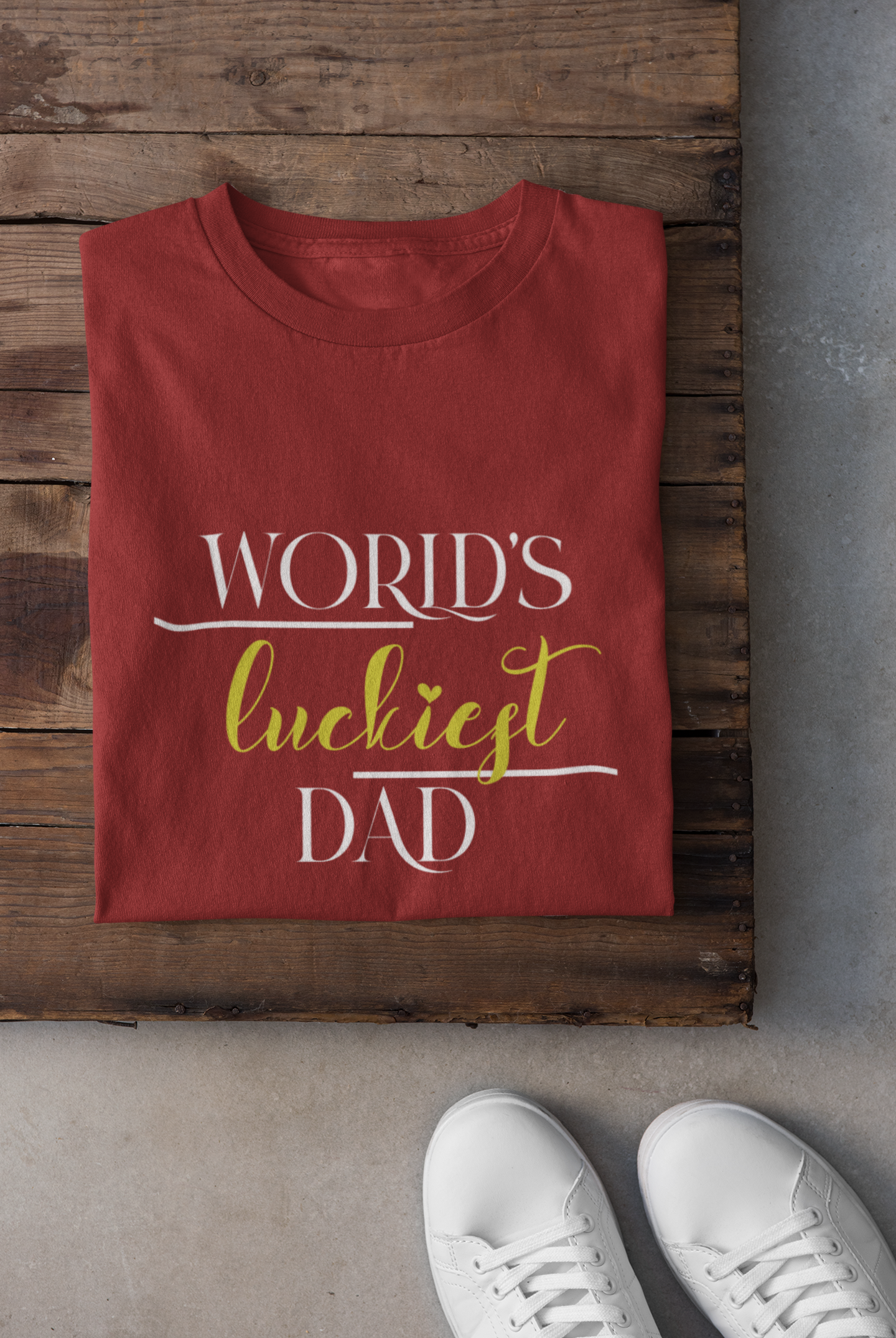 Luckiest Dad Father and Daughter Red Matching T-Shirt- FunkyTeesClub
