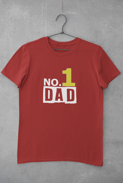 No 1 Dad Father and Son Red Matching T-Shirt- FunkyTeesClub