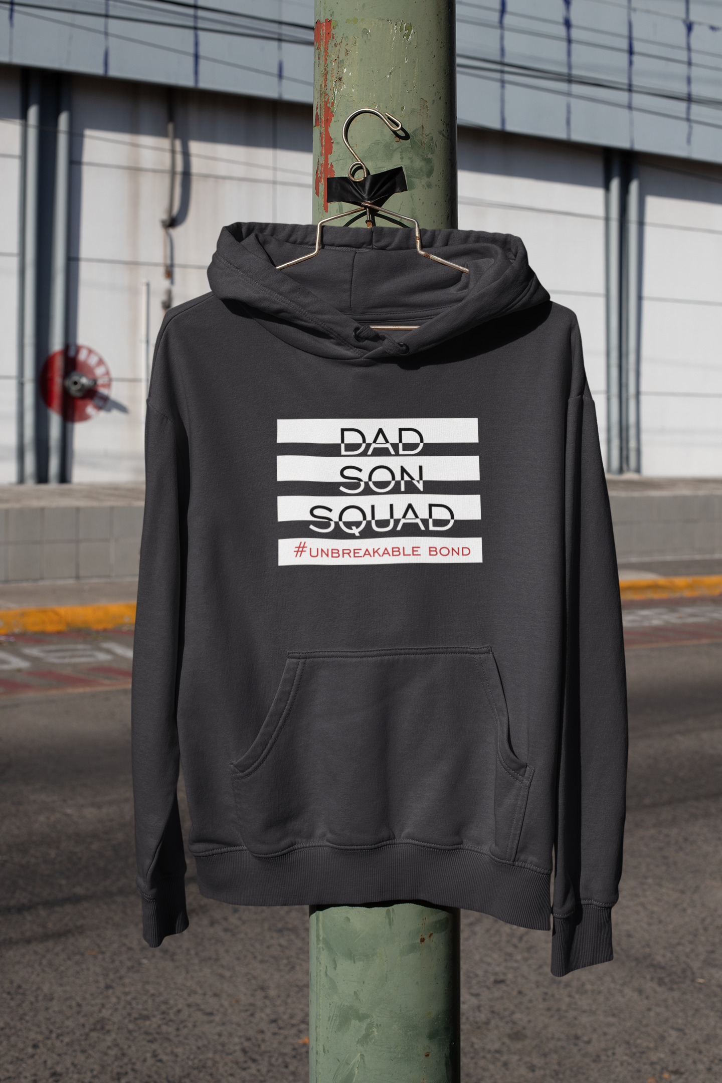 Dad Son Squad Father and Son Black Matching Hoodies- FunkyTeesClub