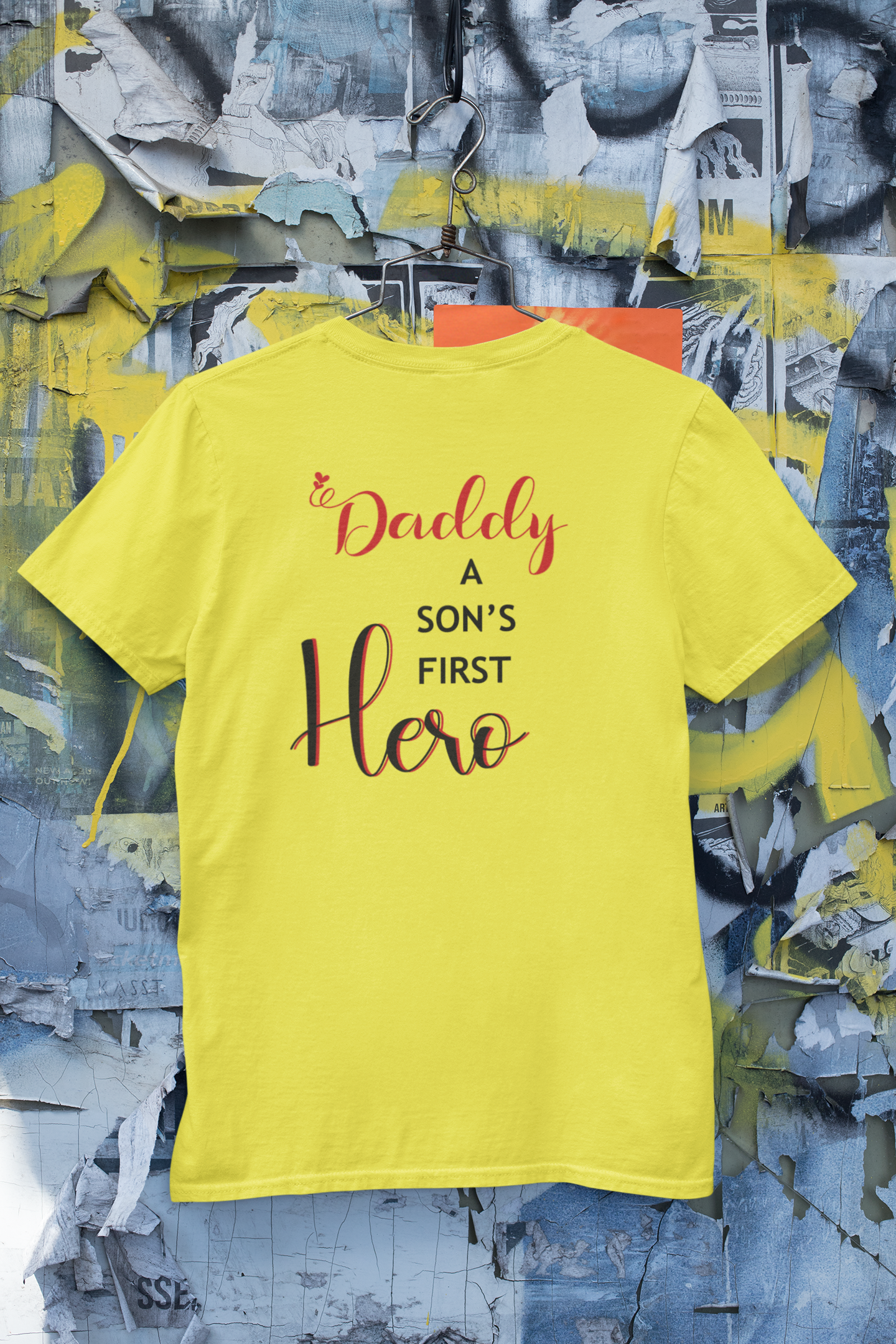 Daddy A Sons First Hero Father and Son Yellow Matching T-Shirt- FunkyTeesClub