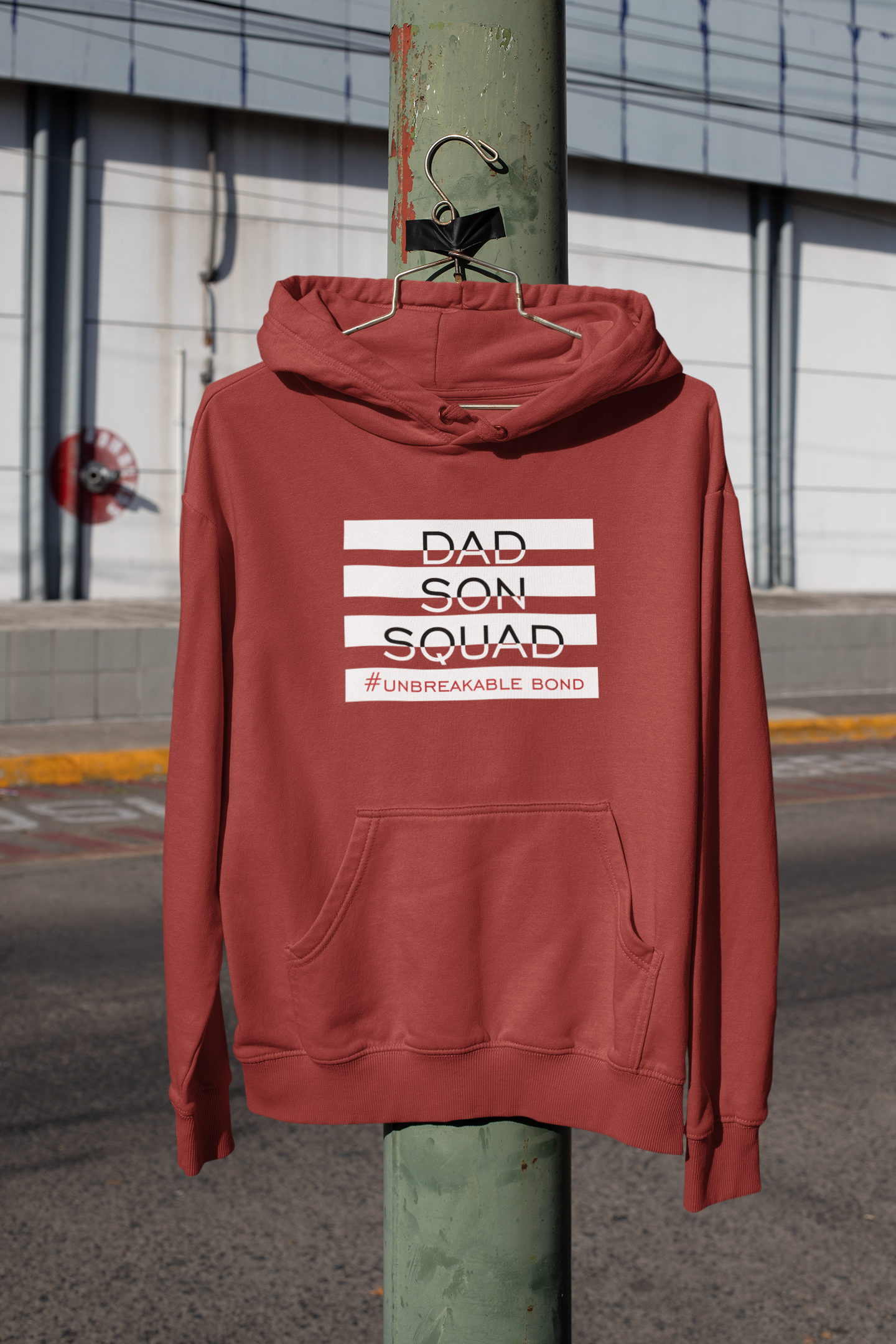 Dad Son Squad Father and Son Red Matching Hoodies- FunkyTeesClub