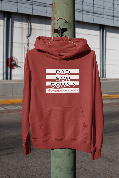Dad Son Squad Father and Son Red Matching Hoodies- FunkyTeesClub