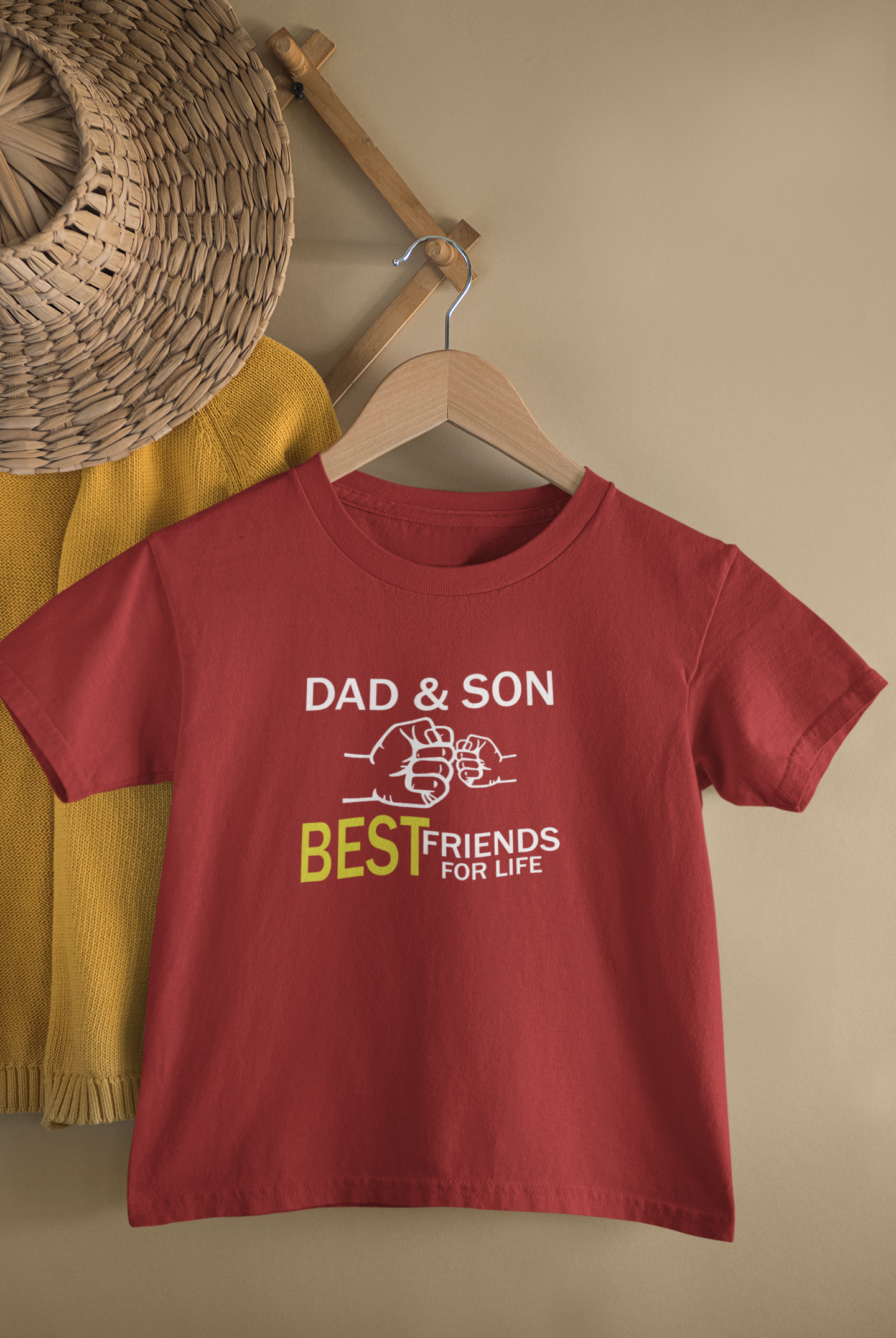 Dad And Son Best Friends For Life Father and Son Red Matching T-Shirt- FunkyTeesClub
