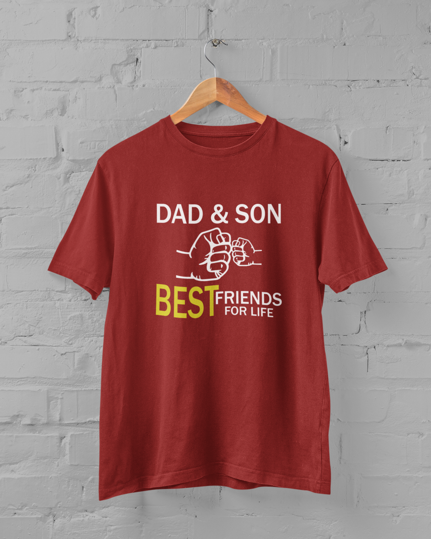 Dad And Son Best Friends For Life Father and Son Red Matching T-Shirt- FunkyTeesClub