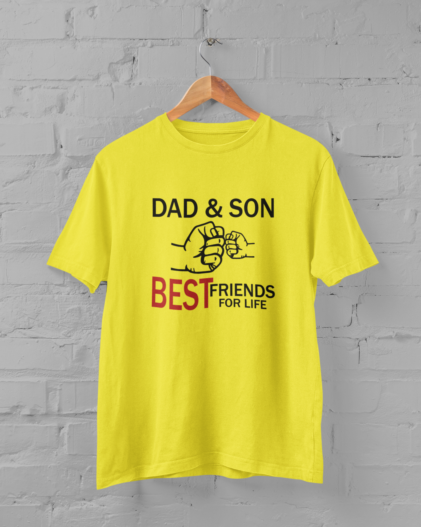 Dad And Son Best Friends For Life Father and Son Yellow Matching T-Shirt- FunkyTeesClub