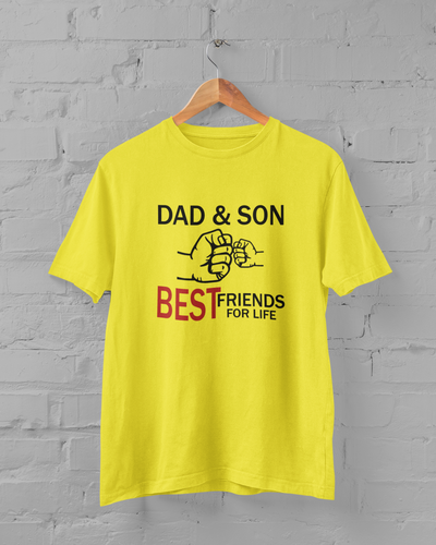 Dad And Son Best Friends For Life Father and Son Yellow Matching T-Shirt- FunkyTeesClub