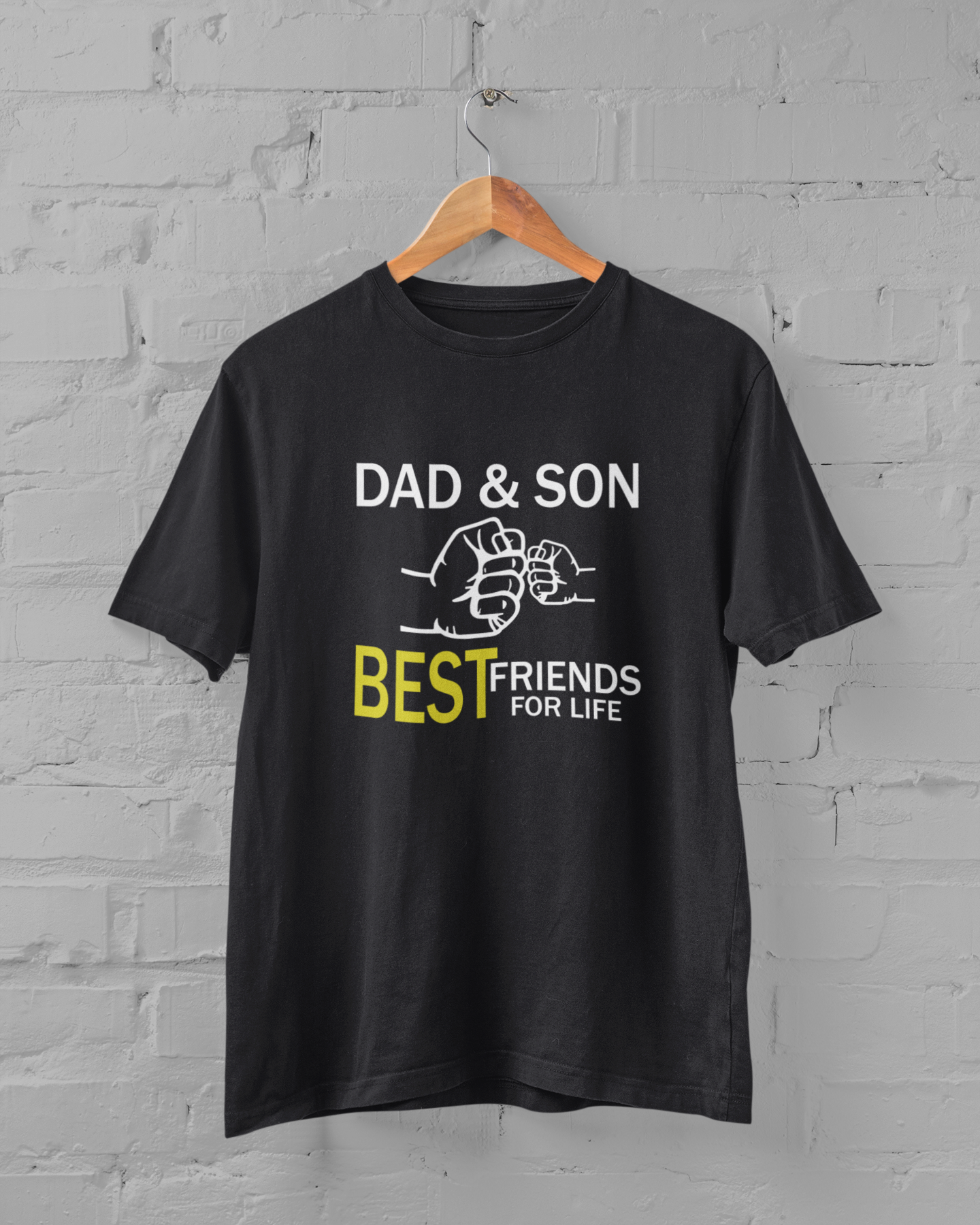 Dad And Son Best Friends For Life Father and Son Black Matching T-Shirt- FunkyTeesClub