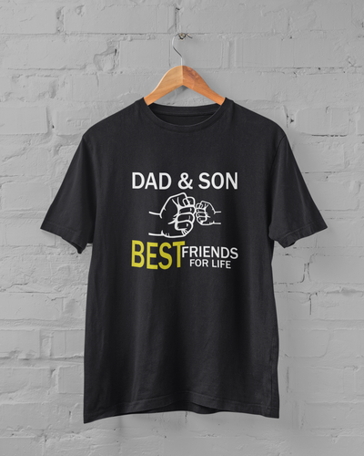 Dad And Son Best Friends For Life Father and Son Black Matching T-Shirt- FunkyTeesClub
