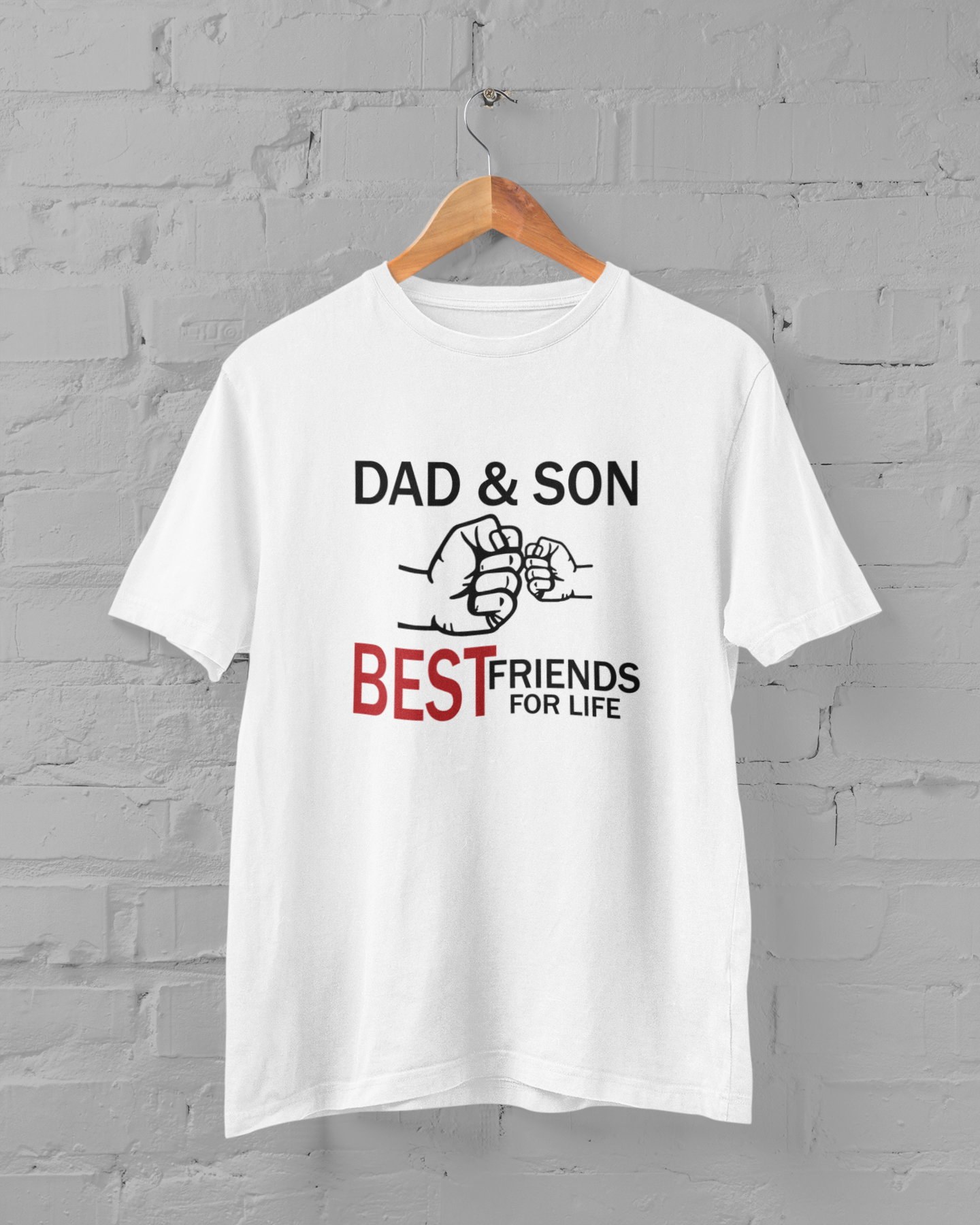Dad And Son Best Friends For Life Father and Son White Matching T-Shirt- FunkyTeesClub