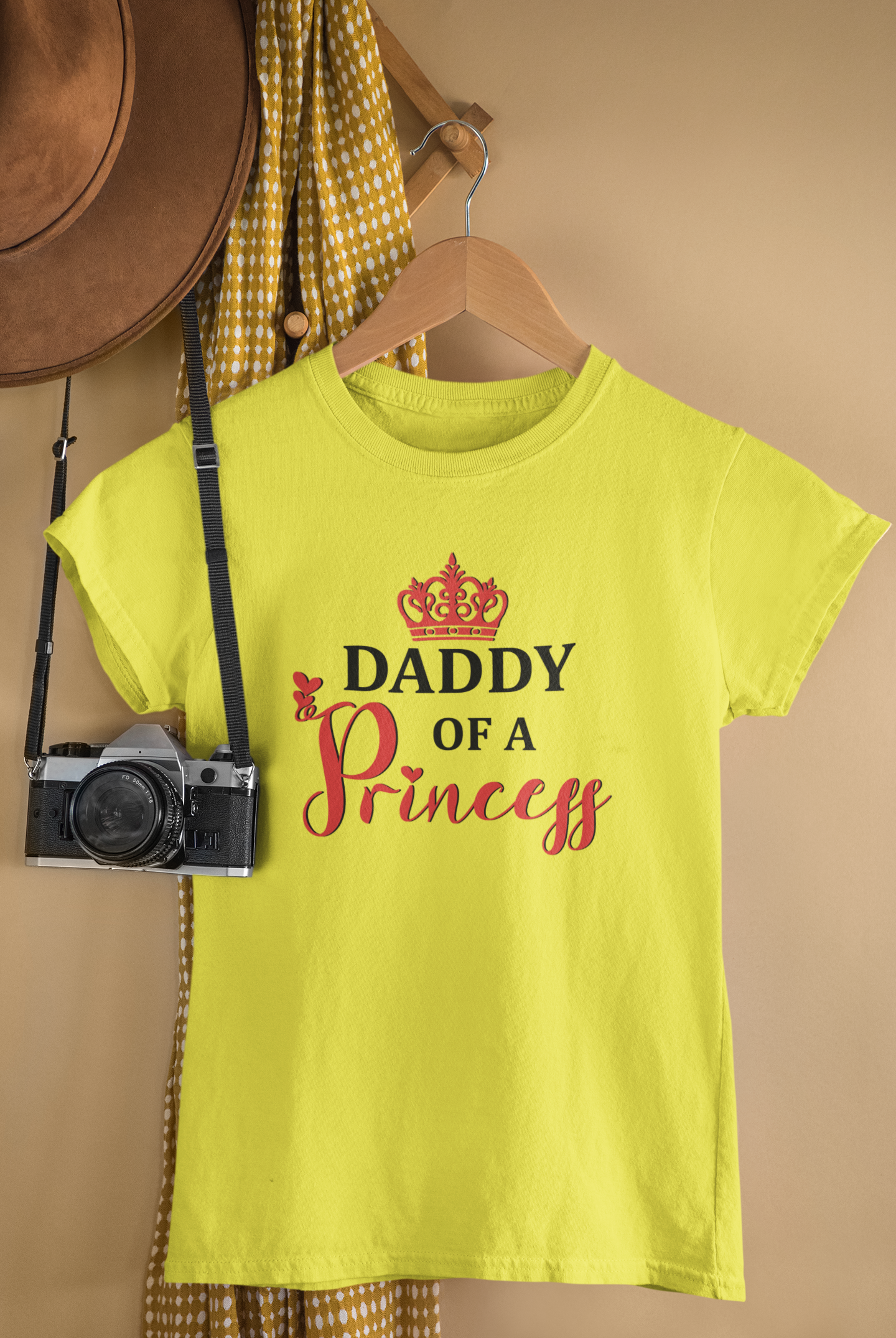 Daddy Of A Princess Father and Daughter Yellow Matching T-Shirt- FunkyTeesClub