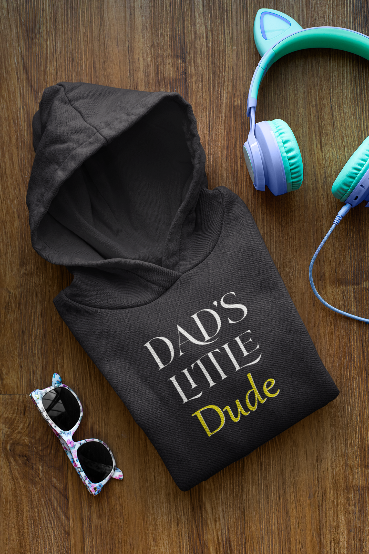 Dads Little Dude Father and Son Black Matching Hoodies- FunkyTeesClub