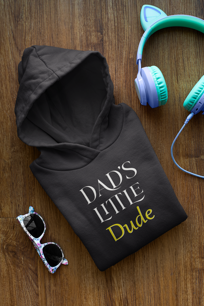 Dads Little Dude Father and Son Black Matching Hoodies- FunkyTeesClub