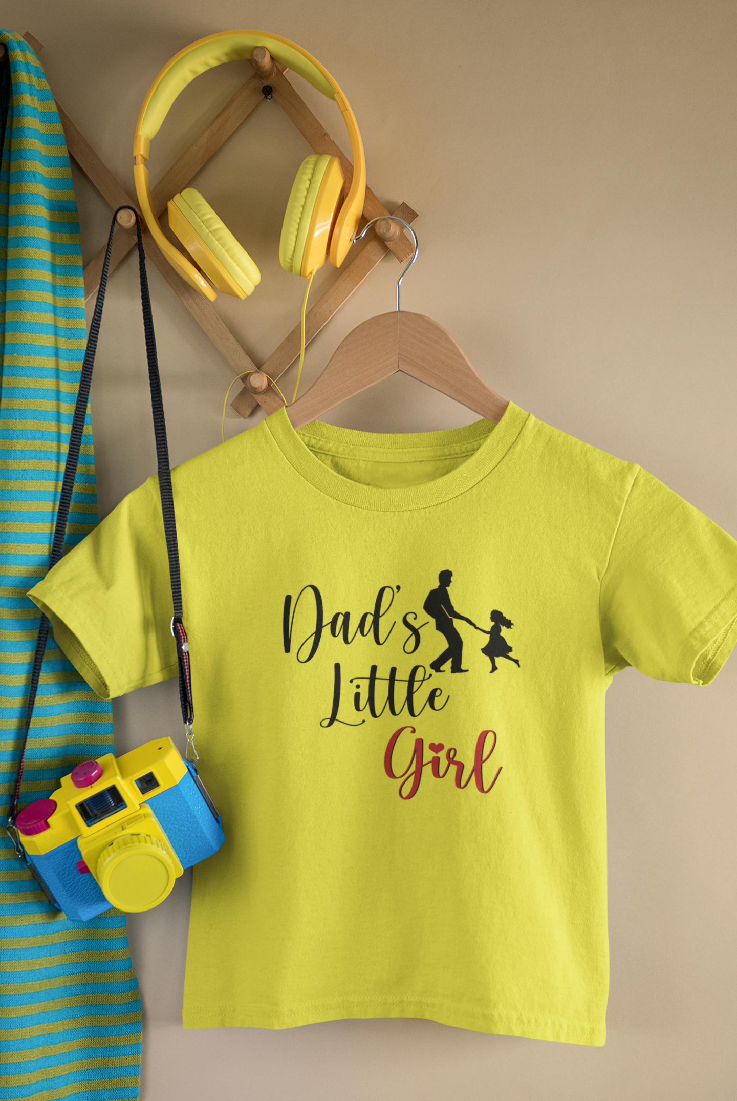 Little Girls Dad Father and Daughter Yellow Matching T-Shirt- FunkyTeesClub