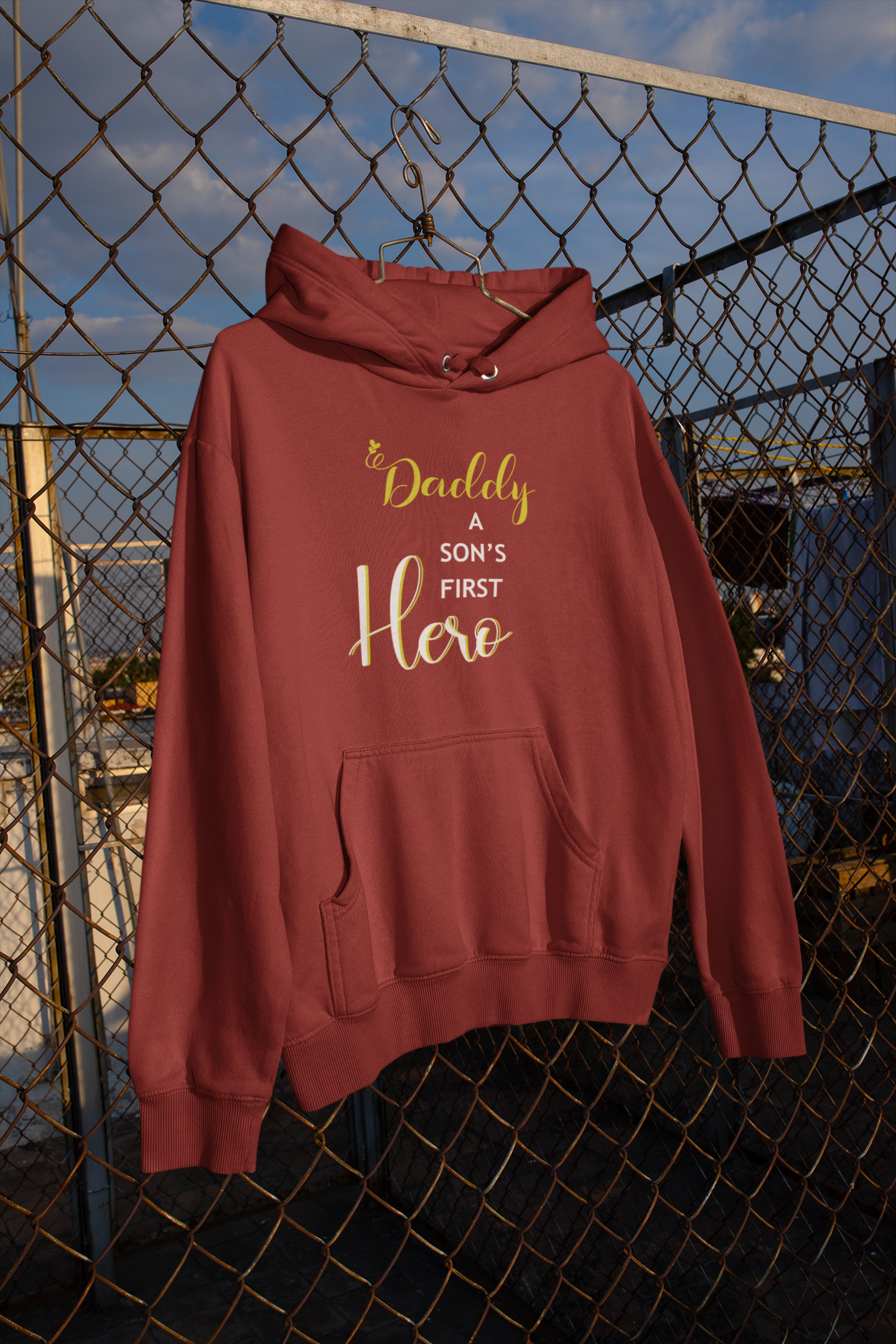 Daddy A Sons First Hero Father and Son Red Matching Hoodies- FunkyTeesClub