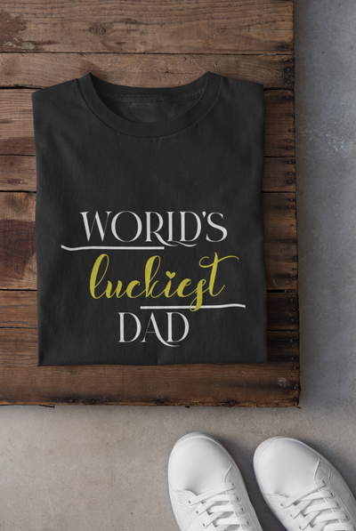 Luckiest Dad Father and Daughter Black Matching T-Shirt- FunkyTeesClub