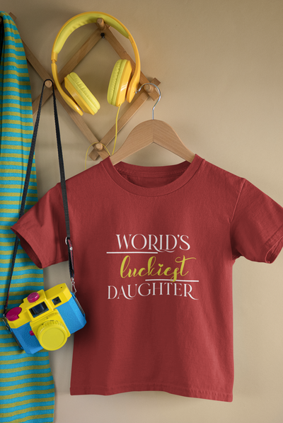 Luckiest Dad Father and Daughter Red Matching T-Shirt- FunkyTeesClub