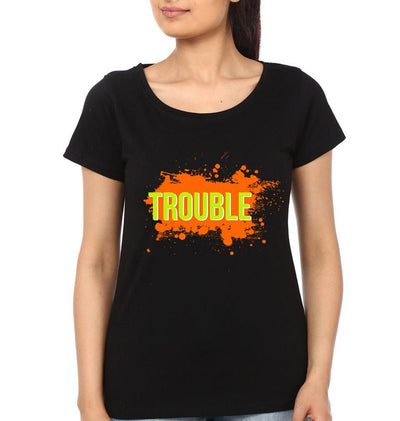 DOUBLE TROUBLE BFF Half Sleeves T-Shirts-FunkyTees