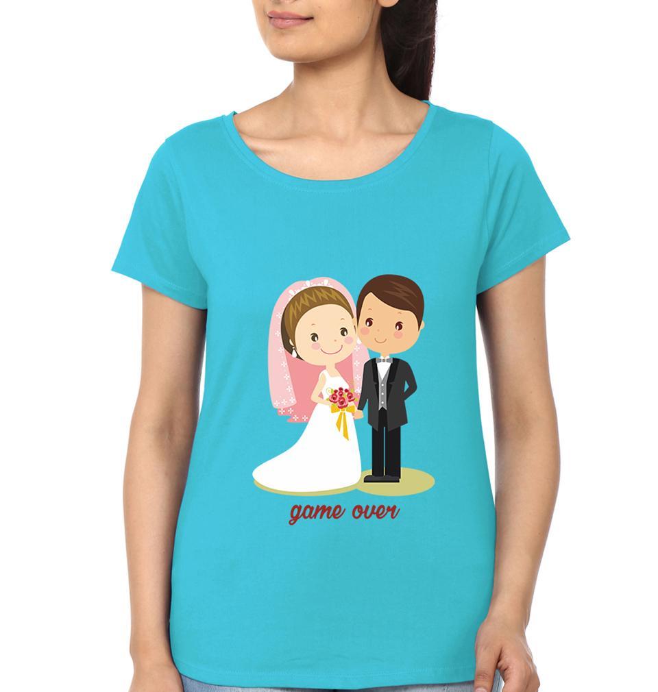 Game Over Couple Half Sleeves T-Shirts -FunkyTees
