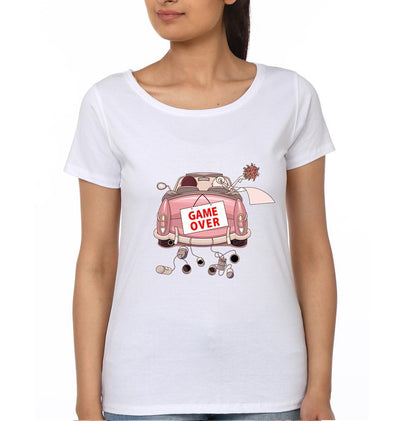 Game Over Couple Half Sleeves T-Shirts -FunkyTees