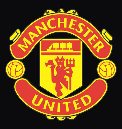 FunkyTeesClub Black Round Neck Manchester United Logo Half Sleeves T-Shirt