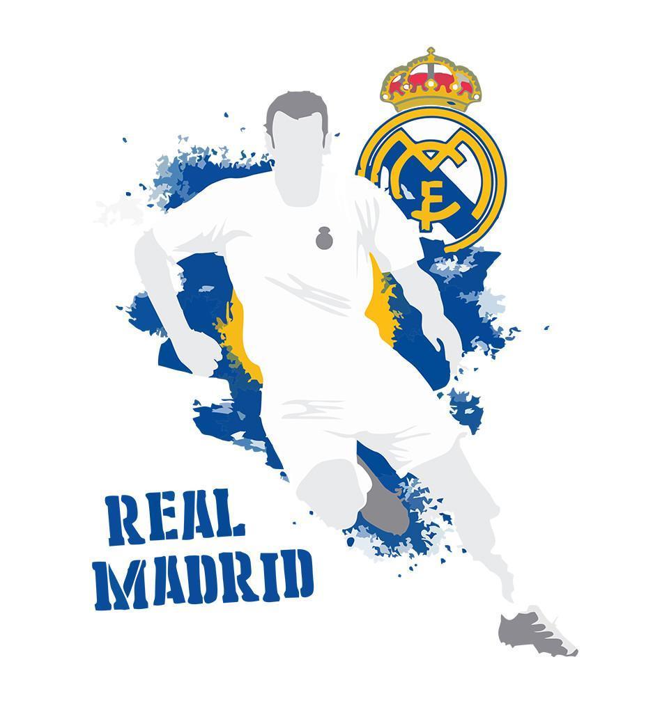 FunkyTeesClub White Round Neck Real Madrid Men Half Sleeves T-Shirt