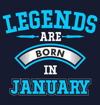 FunkyTeesClub Navy Blue Round Neck Legends Are Born In January Half Sleeves T-Shirt