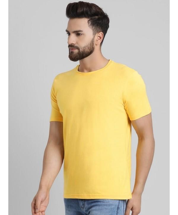 Plain Yellow Half Sleeves T-Shirt-FunkyTeesClub