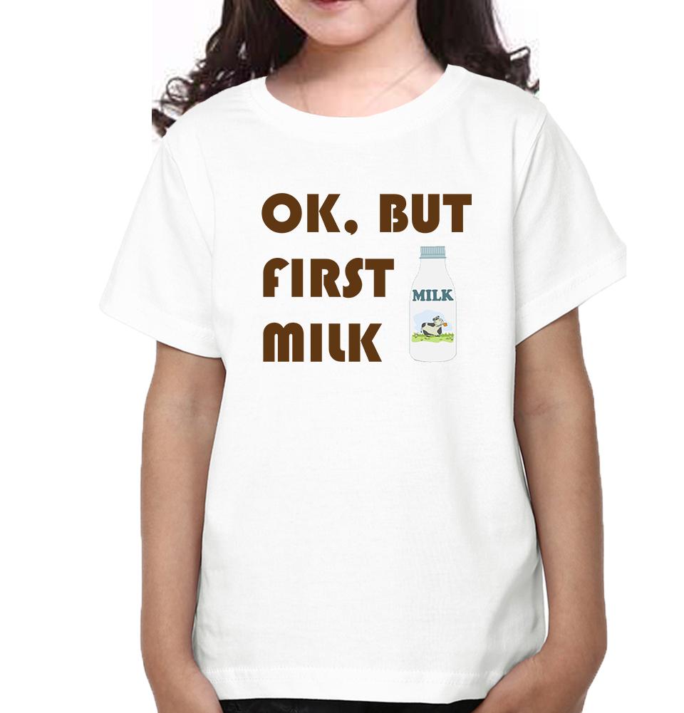 Ok But First Coffee Ok But First Milk Father and Daughter Matching T-Shirt- FunkyTeesClub
