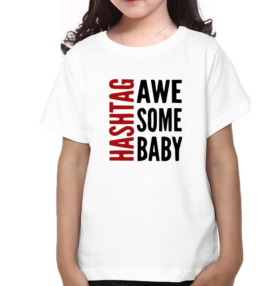 Hashtag Awesome Baby & Hashtag Awesome Dad Father and Daughter Matching T-Shirt- FunkyTeesClub